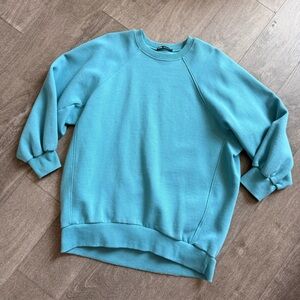 Zara Blue Oversized Crewneck Sweatshirt